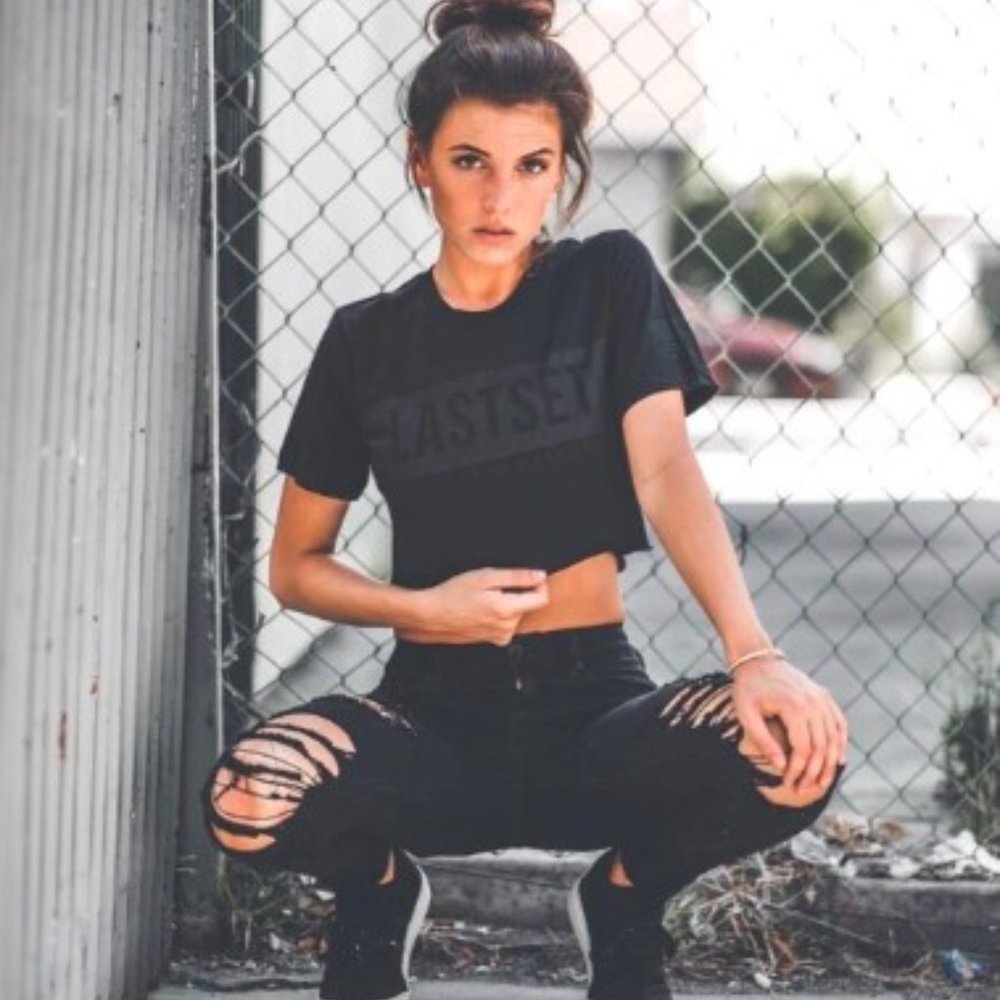 LastSet Black Crop Tee Size Small